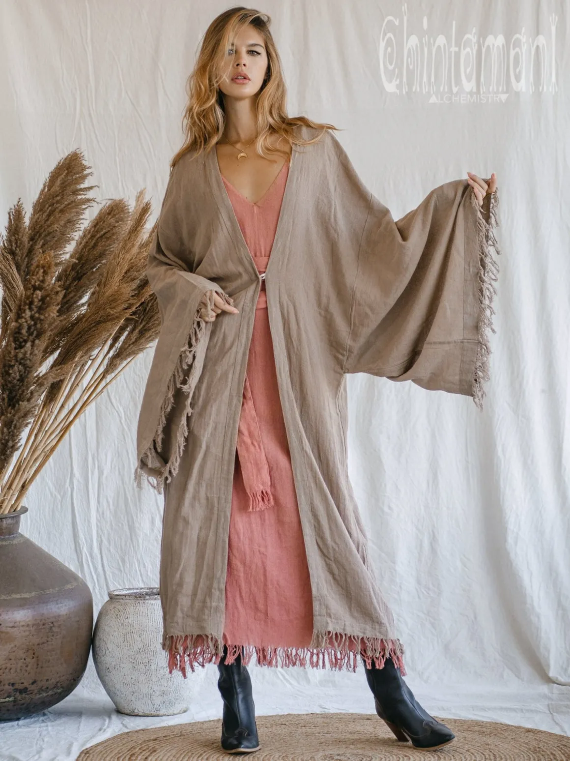 Wide Sleeve Kimono / Coffee