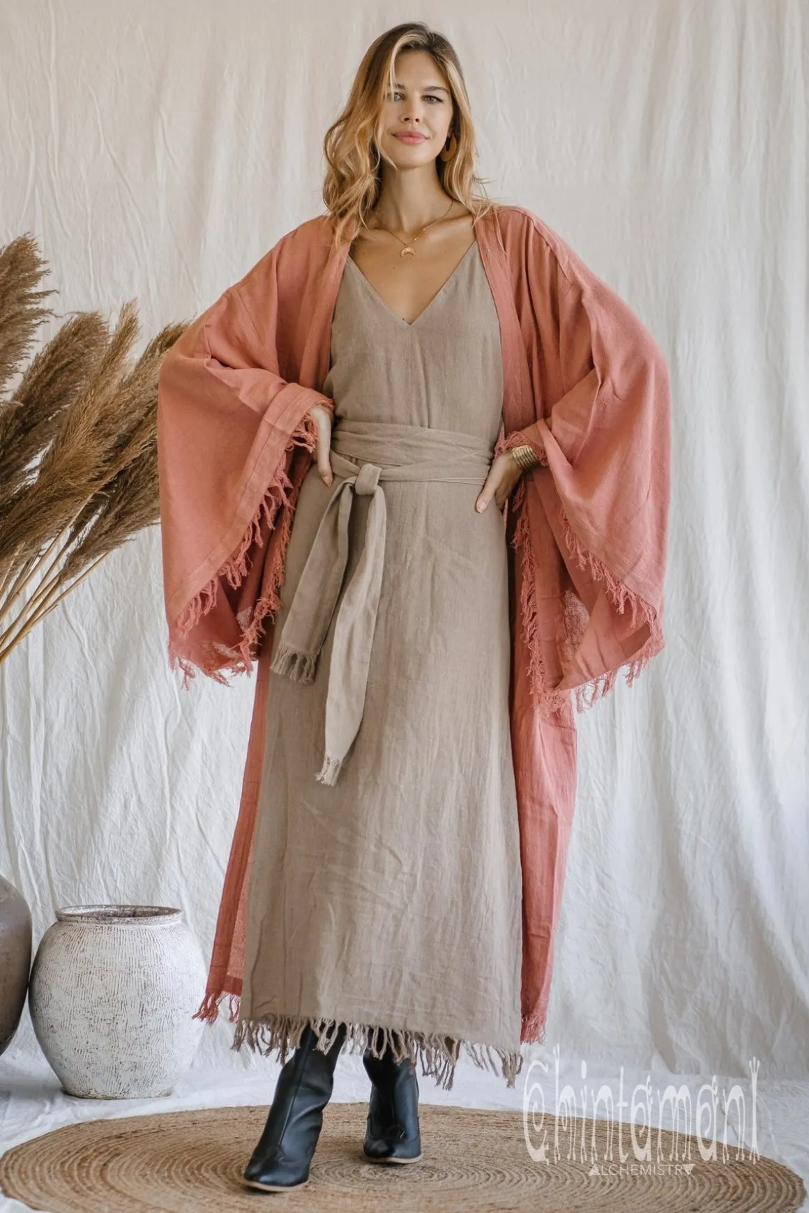 Wide Sleeve Kimono / Soft Pink