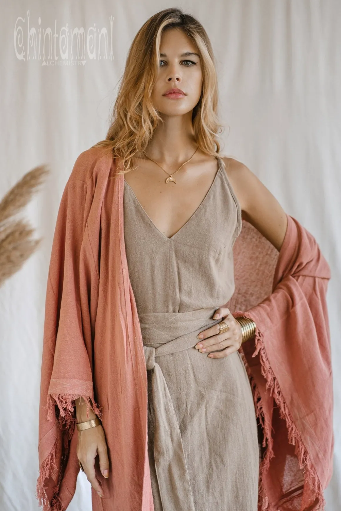 Wide Sleeve Kimono / Soft Pink