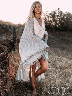 Wide Sleeve Kimono / Striped