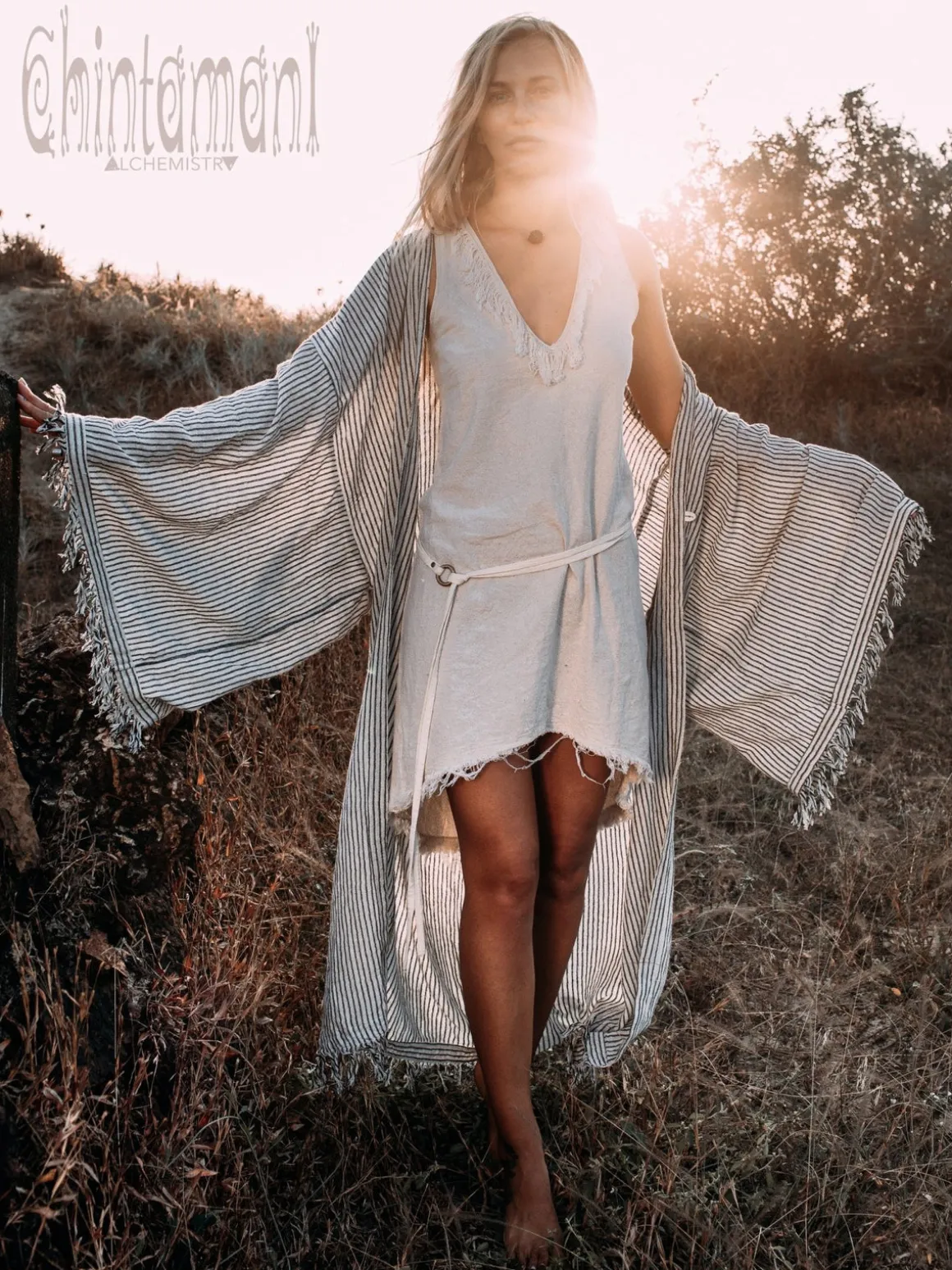 Wide Sleeve Kimono / Striped