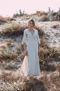 Wrap Boho Dress / Light Grey