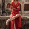 Wrap Boho Dress / Red Ochre