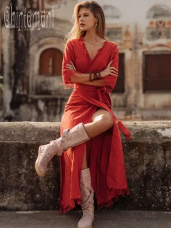 Wrap Boho Dress / Red Ochre
